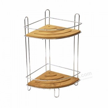 Free Standing Shower Caddy Bamboo Corner Wall Shelf