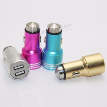 aluminium alloy dual quick car usb charger safe driving charger for mobile smart phone