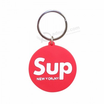 Fashion key chain customized 2D company logo solild candy color PVC keyrings for bag with your logo