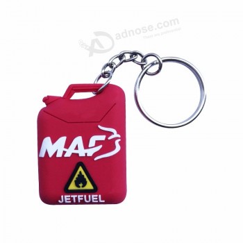 Porte-clés en caoutchouc de logo de marque forme de tambour d'huile pvc doux porte-clés en gros