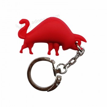 Forma de vaca lindo anel chave gravada soft pvc 3d logotipo keychain