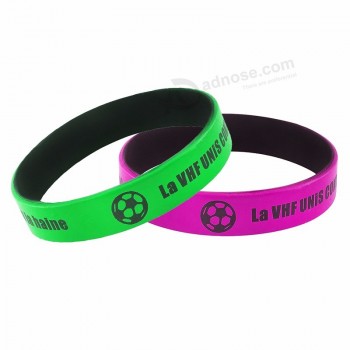 Accesorios de moda del club de fútbol pintura personalizada logotipo de doble capa pulsera de silicona