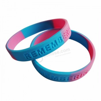 debossed segmented color silicone wristband with custom company logo