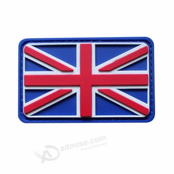 custom brand logo square country flag PVC patch with hook and loop