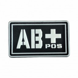 blood types glow in the dark rubber PVC patch for bag