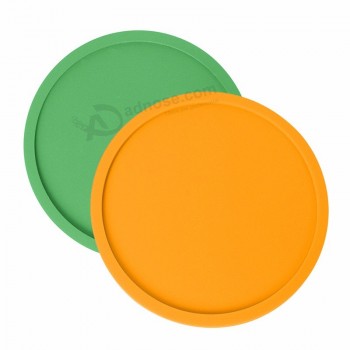 Pvc soft material logotipo da marca impressão marca anti-slip coasters redondas conjunto para beber