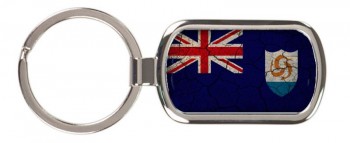 Anguilla Flag Crackled Design Rectangular Keychain