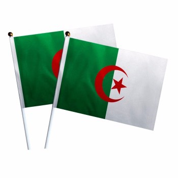 Algerian hand shaking flag waving Algeria national flag