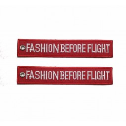 Textile Superior Quality keychain Customized Flight Key chain Label Embroidery Lace Designs