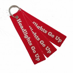 double sided Air craft rings custom logo promotional embroidered Tag Key chain emirate keychain