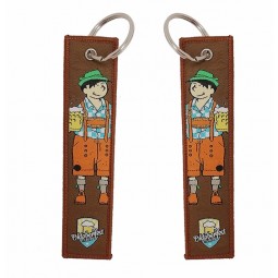선전용 길쌈 된 자수 직물 keychain 주문 편지 수를 놓은 열쇠 고리