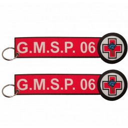 Metal Embroidered Keyring Ring Double Sided Chains Embroidery Key Tag
