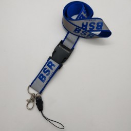 custom logo airline reflective lanyard with cell phone loop