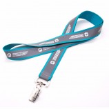 Royal blue fabric floral polyester lanyard printed in blue