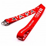 Kundenspezifische rote Lanyards mit langen Riemen und mehreren Metallkörnern