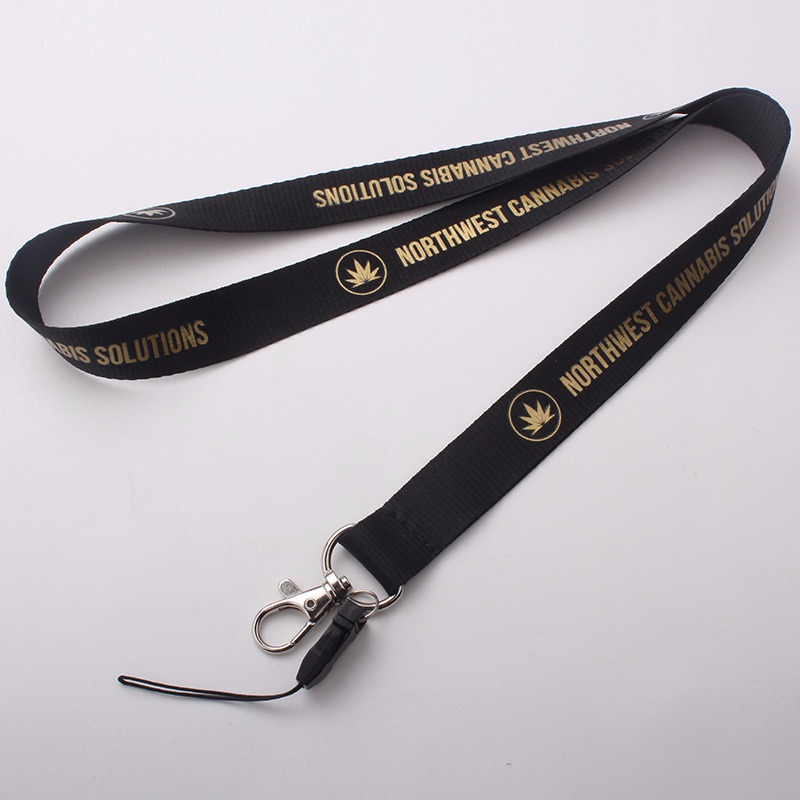 Custom silk screen print lanyard high quality gold silver metallic print