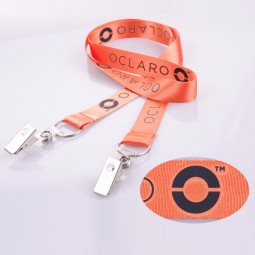 screen printed lanyard with bull dog clip factory directly sale
