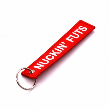 定制徽标刺绣面料钥匙扣，用于促销礼品