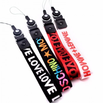 bunte druck gefälschte nylon benutzerdefinierte smartphone lanyards kein moq