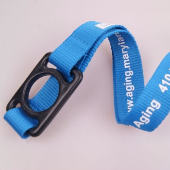 Blue water bottle holder neck lanyard strap with print logo