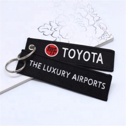Promotion Polyester Luggage Tag Zipper Embroidered Keychain Keyrings