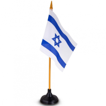 Tejido de poliéster tejido Israel Table Top Stand bandera