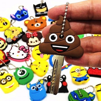 custom cute Mix leuke cartoon siliconen sleutelhanger voor vrouwen / Man Key cover Key caps Key ring Key houder kinderen cadeau