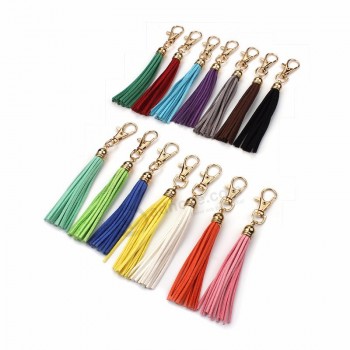 2019 New design colorful tassel pendant Key ring chain with alloy metal gold lobster clasp