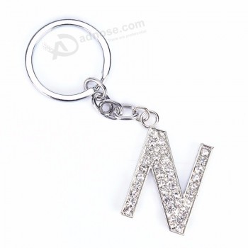 cristal rhinestone alfabeto llavero letra inicial llavero cadena llavero unisex letras