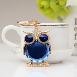 custom cute owl crystal keychain key rings rhinestone trinket car keychains holder bag women pendant jewelry fashion gift G40