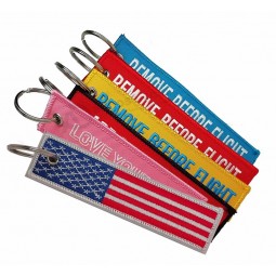 Key Hang Tags woven Keychain sublimation key chain embroidery keyring
