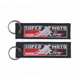 double sided chains design your Own Key Tag woven fabric embroidery textile keychain patch