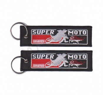 Double Sided Chains Design Your Own Key Tag Woven Fabric Embroidery Textile Keychain Patch