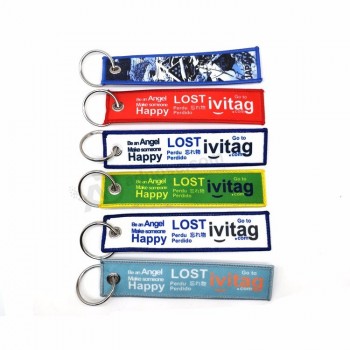 wholesale embroidery Key Tag custom embroidered key ring