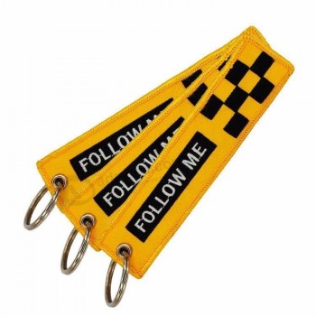 Custom embroidered key chain key tag jet tags Woven Key Ring