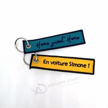 short embroidery logo printing stereoscopic yellow custom embroider keychain