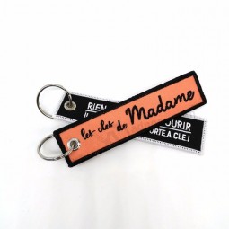 Wholesale custom logo  embroidery key chains,key tags,key rings