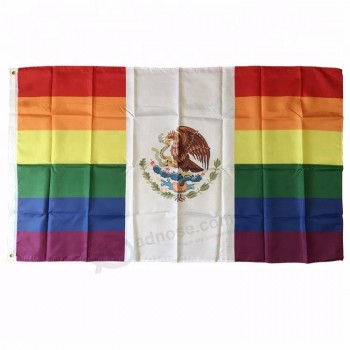 3 x 5 ft Digitaldruck Mexiko Regenbogen Gay Pride Flagge
