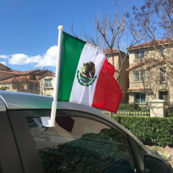 Venta caliente de poliéster de automóviles banderas de la ventana del coche mexicano