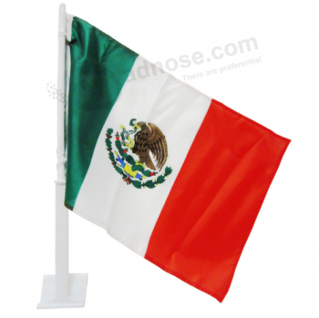 Venta caliente poliéster mexico coche bandera con poste