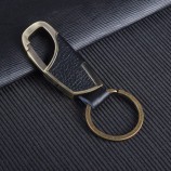 custom antique gold plating car key ring leather