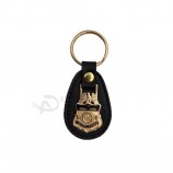 Car logo style MY initials black leather Tag keychain ring