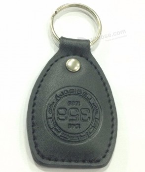 Fashion Custom Debossed Logo Leather Keyring With Your Own Design