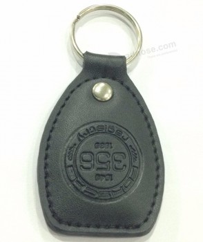 fashion custom debossed logo leather keyring with your Own design