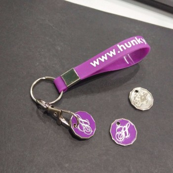 Benutzerdefinierte Silikon-Armband Trolley Coin Keychain