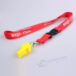 cordón de poliéster rojo con silbato personalizado con logotipo personalizado