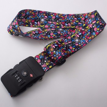 New arrival custom colorful tsa lock luggage strap,luggage strap belt