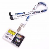 Dreifarbiges Transfer-Lanyard mit Wärmedruck und transparenter PVC-Karte