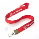 Geflochtener Jacquard Plain Red Polyester Heat Press Lanyard Metallhaken
