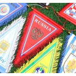 custom triangle hanging wall  mini satin soccer sport pennants For football club